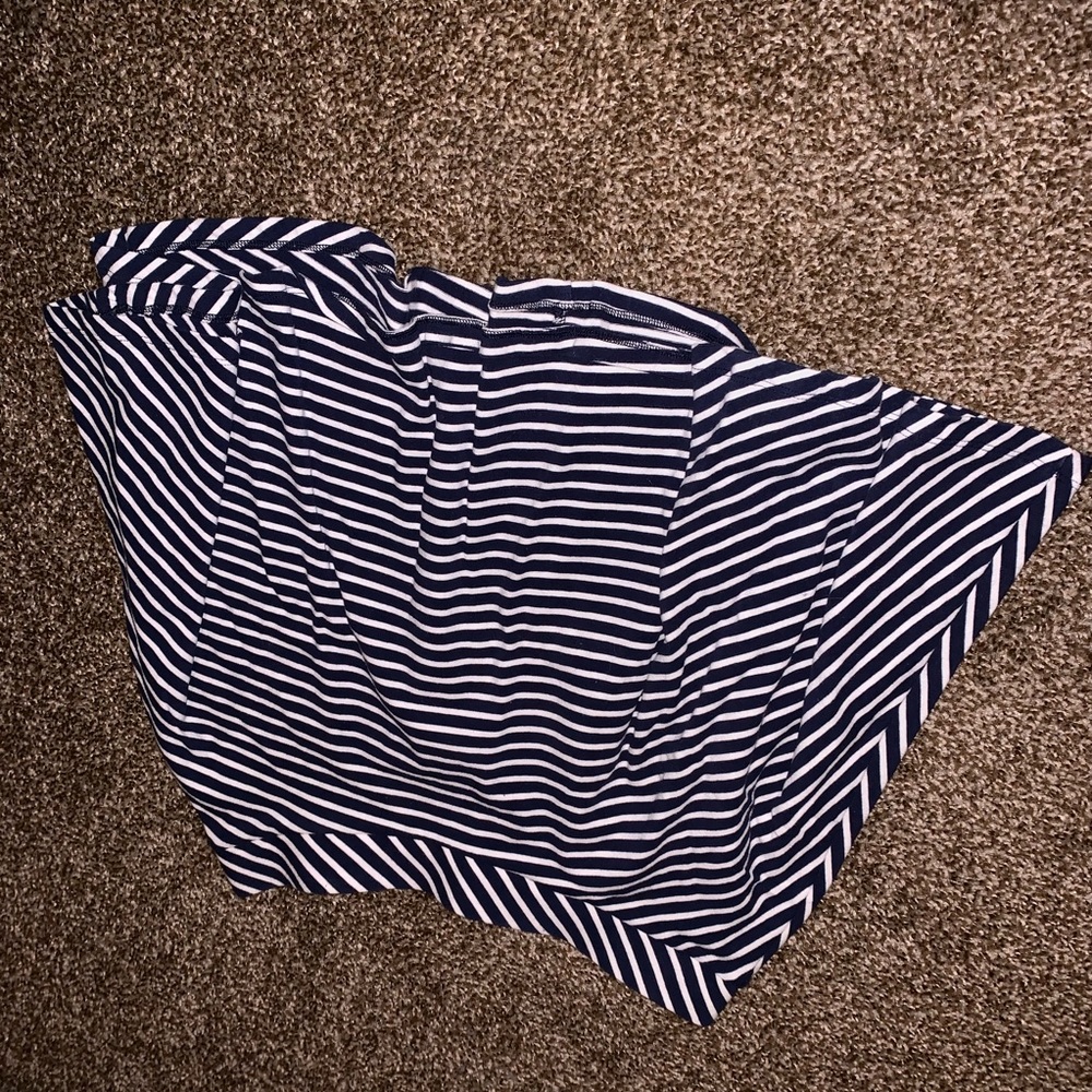 Navy and white striped skirt